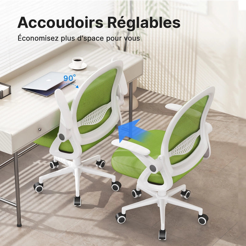 Sedia da ufficio-Sedia da ufficio in  con braccioli-Sedia ergonomica in rete traspirante-Altezza regolabile-Home Office-Verde