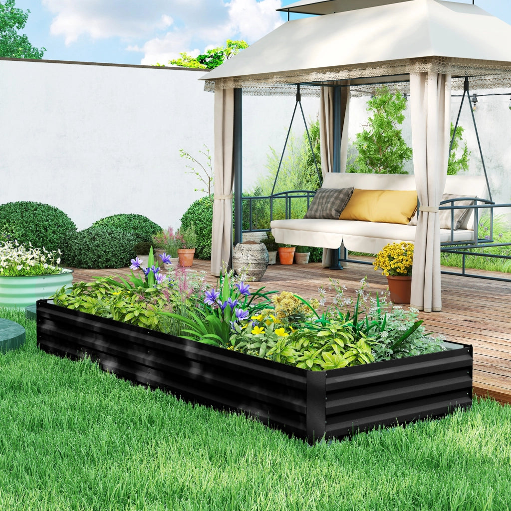 Vaschetta da giardino rettangolare ¨C zephmum ¨C nero acciaio ondulato 241x90.5x30 cm