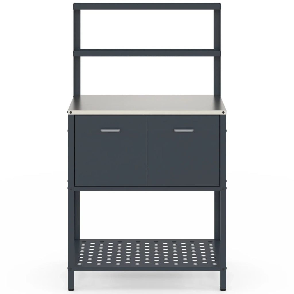 IDMarket - Cucina da esterno a 2 ante PAREO con 2 ripiani sospesi in acciaio grigio antracite