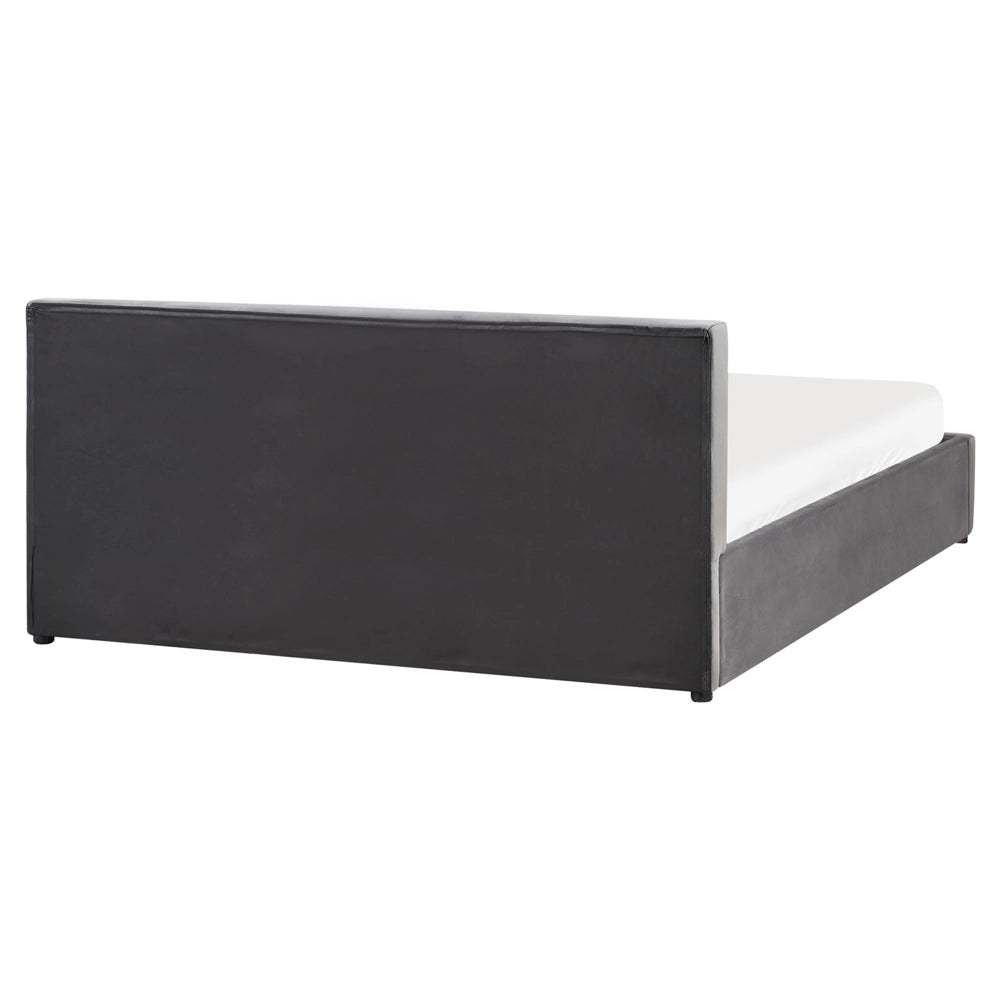 Letto Ottomano Grigio Scuro Velluto Tappezzato 160 x 200 cm Testiera Travestita Funzione Contenitore
