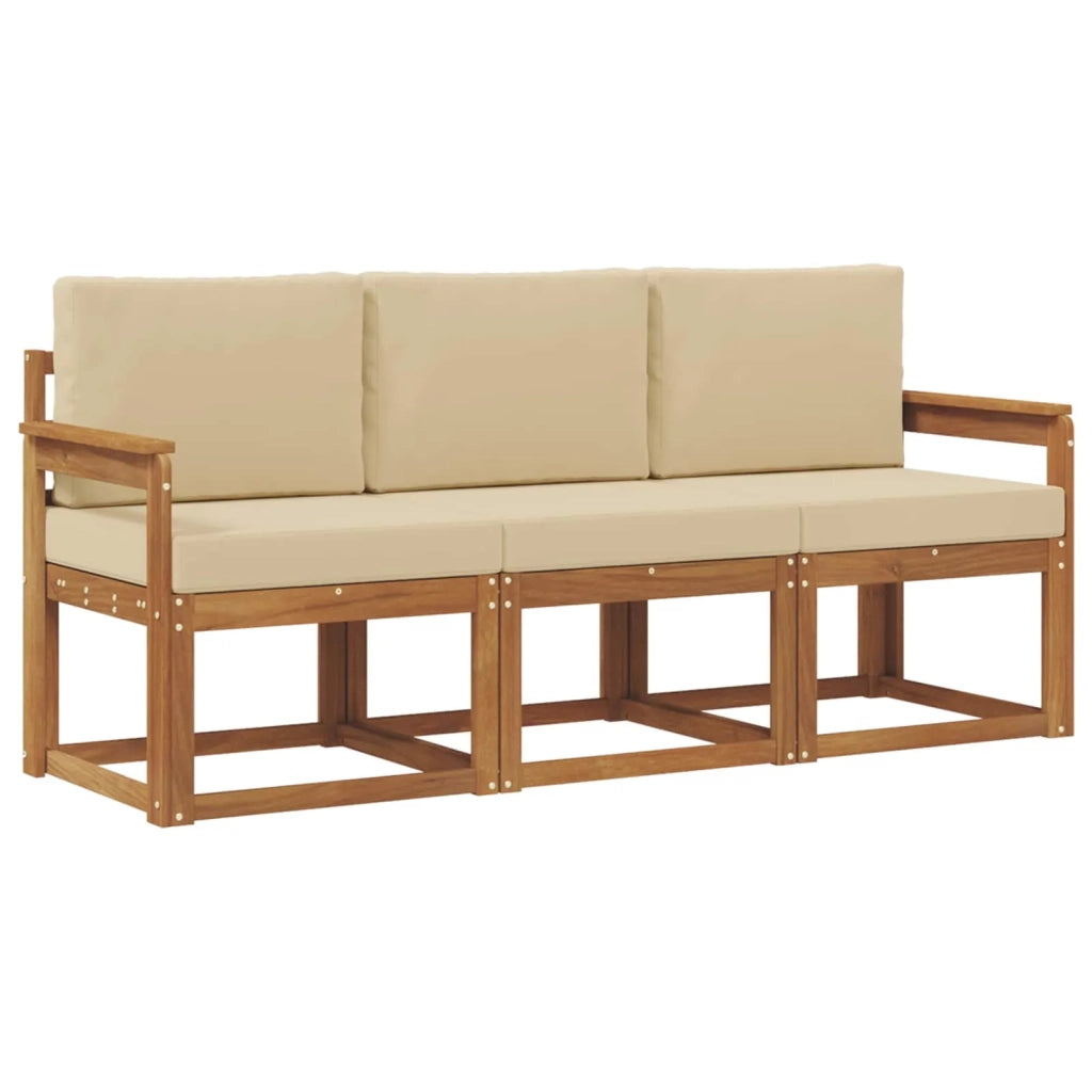 Set di divani da esterno con cuscino 3 pcs Naturale e Beige