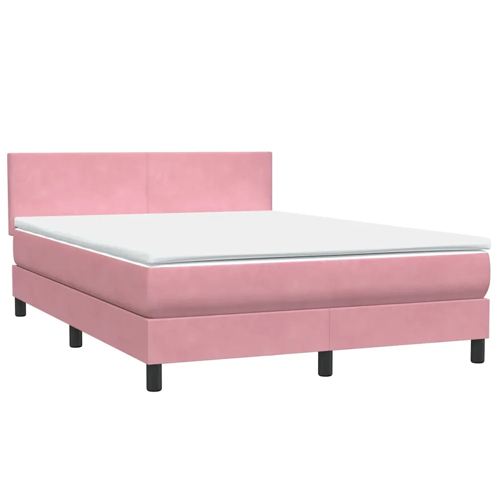Giroletto a Molle con Materasso Rosa 160x220 cm in Velluto