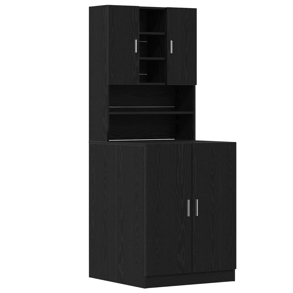 Armadi per Lavatrice  2 pz Quercia Nera 70.5x71.5x181.5 cm in Legno Ingegnerizzato