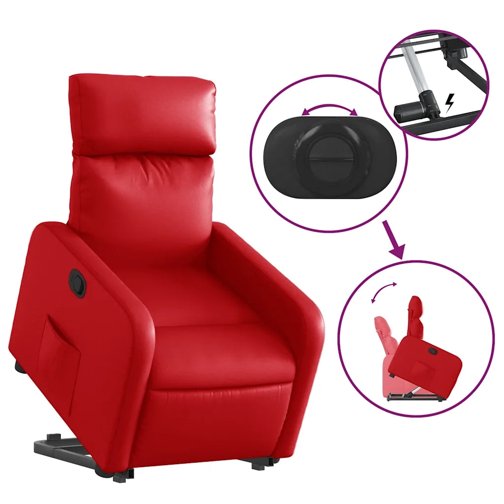 Poltrona | Sedia Relax Alzapersona Reclinabile Rosso in Similpelle
