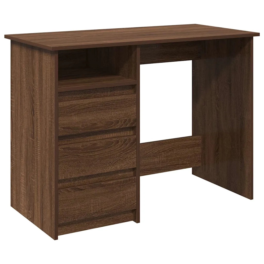 Scrivania Rovere Marrone 102x50x75 cm in Legno Multistrato 860469