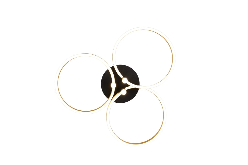 Plafoniera LED Caruso Trio oro/nero 43W dimmer CCT 65cm