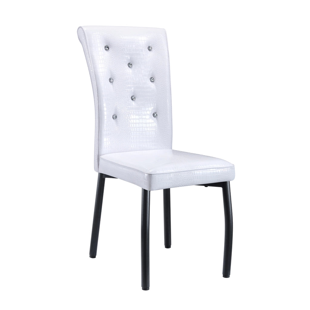 Sedia da pranzo in similpelle con seduta imbottita; gambe in metallo e piedini regolabili nero bianco