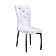Sedia da pranzo in similpelle con seduta imbottita; gambe in metallo e piedini regolabili nero bianco