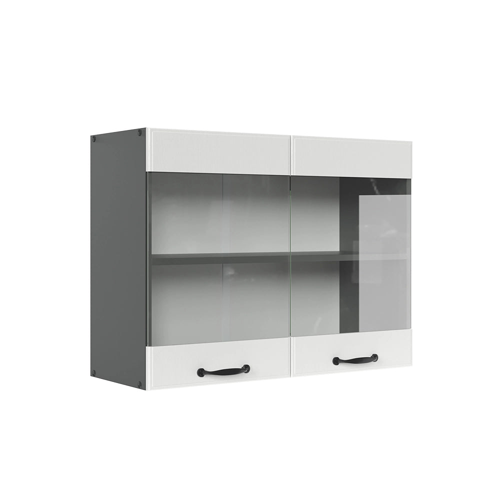Vicco Mobile da cucina in vetro Bianco casa di campagna 80 cm