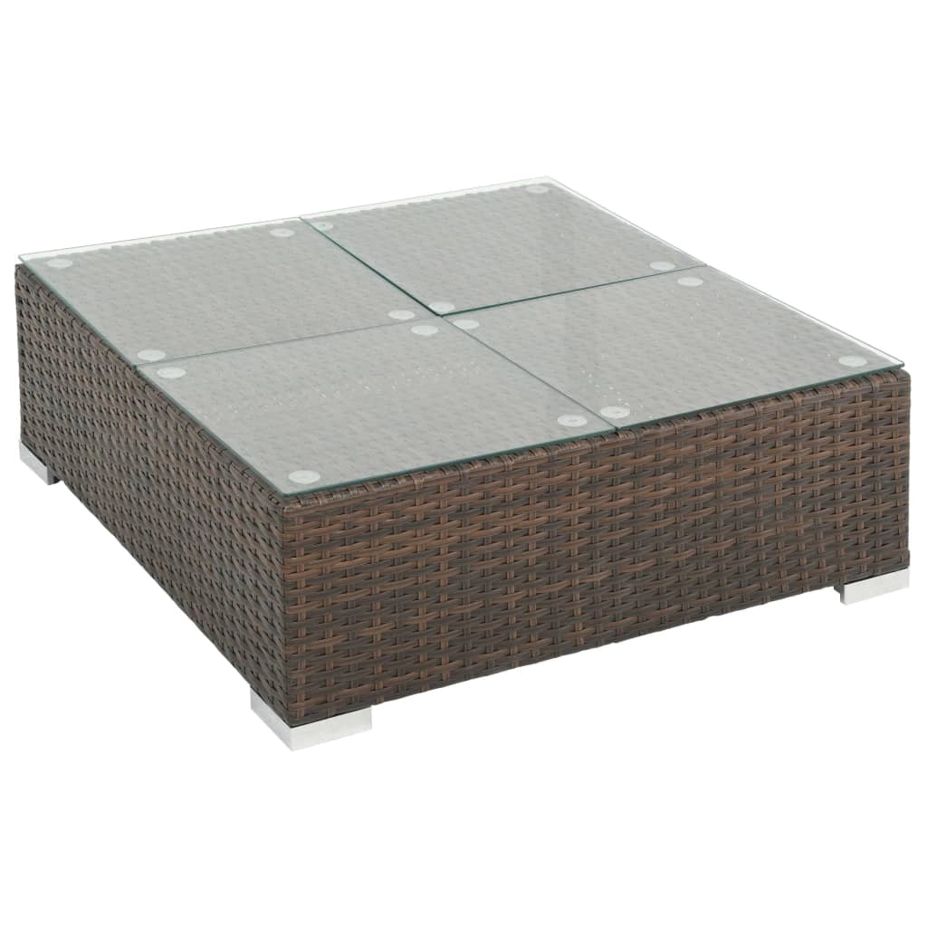 Set di mobili da giardino mobili da esterno 7 pezzi con cuscini resina intrecciata marrone 02_0017301