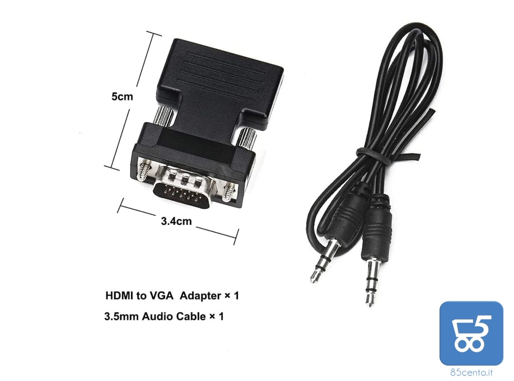 Adattatore da sorgente HDMI a ingresso VGA con Cavo Audio da 3,5 mm, Fino a 1080p 60Hz HDMI Femmina a VGA Maschio, Convertitore Audio Video per Computer PC Portatile (VGA) per Monitor Proiettore TV (HDMI)