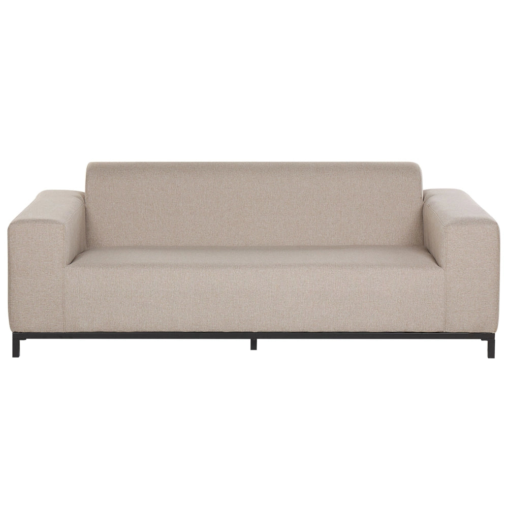 Divano da giardino Tessuto beige Gambe in alluminio Nero Tappezzeria per interni Mobili per esterni Resistente agli agenti atmosferici
