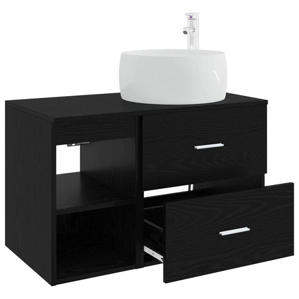 Set di mobili per il bagno 2 pcs Rovere Nero 3403921