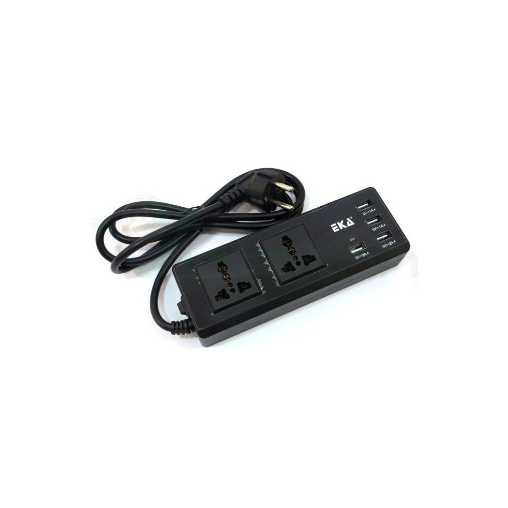 Trade Shop - Multipresa Presa Universale 2 Spine Uk Ita 4 Usb 2.1a 1a 5v Interruttore Nero -