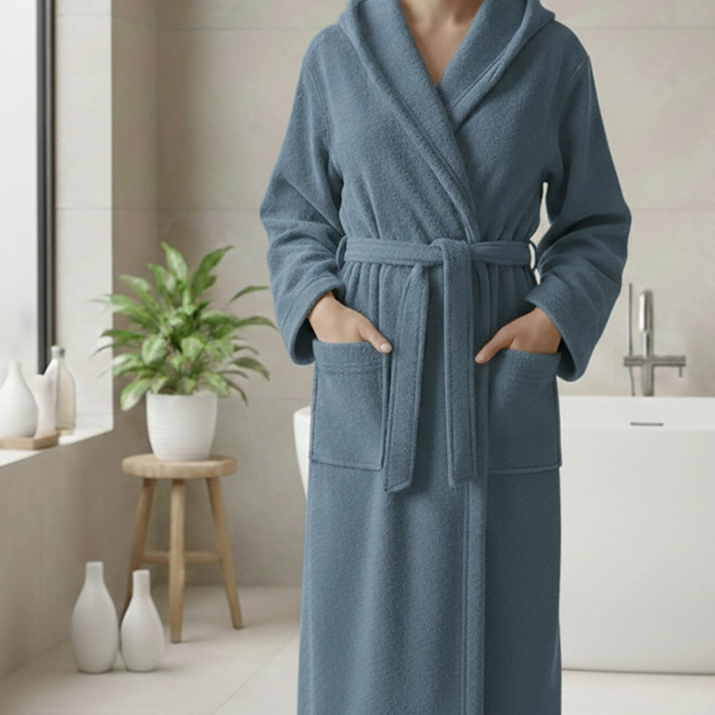 Satoka, Accappatoio 100% Cotone con Cappuccio, blu Fiordaliso