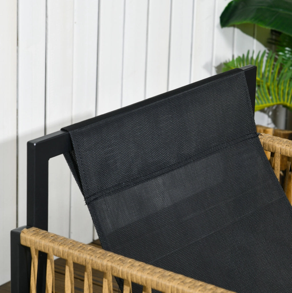 Salotto da giardino 4 pezzi in polyrattan con cuscini; tavolino in vetro; grigio scuro