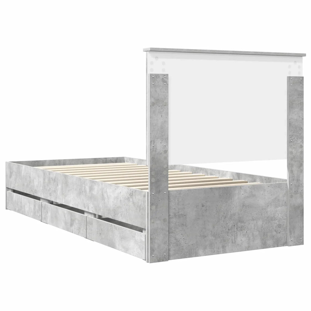Struttura del letto con cassetto Grigio cemento 90 x 200 cm 3411155