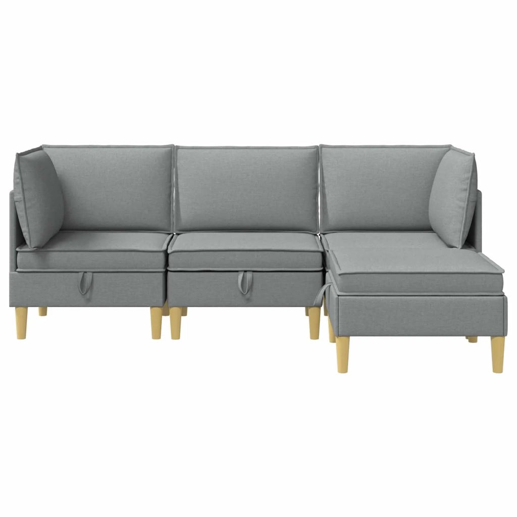 Set di mobili per il soggiorno 4 pcs Grigio Chiaro Tessuto