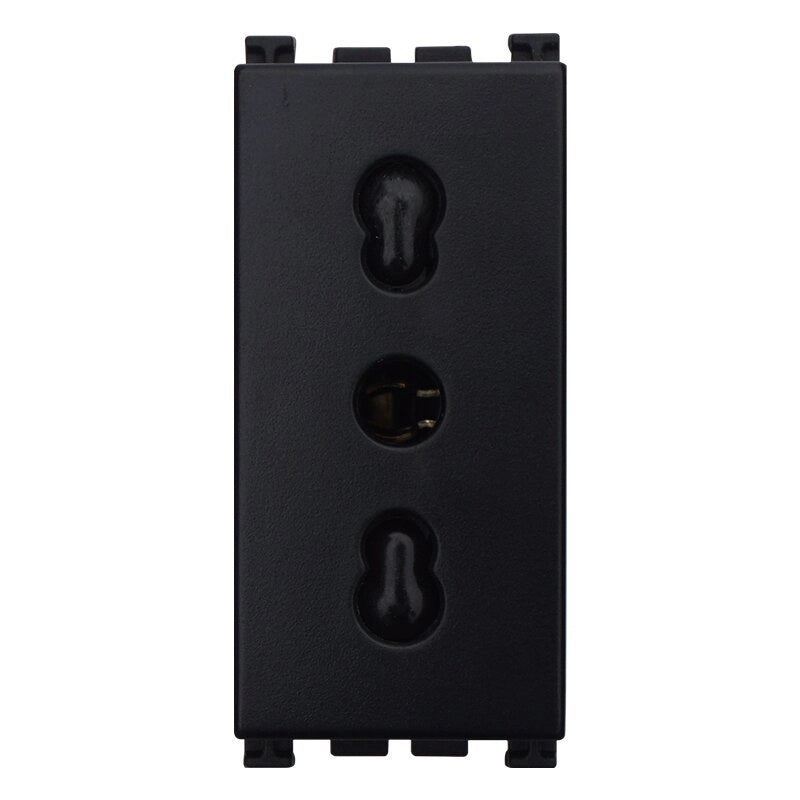 ETTROIT Presa Bipasso Bivalente 2P+T 10/16A Colore Nero Compatibile Con Vimar Arke