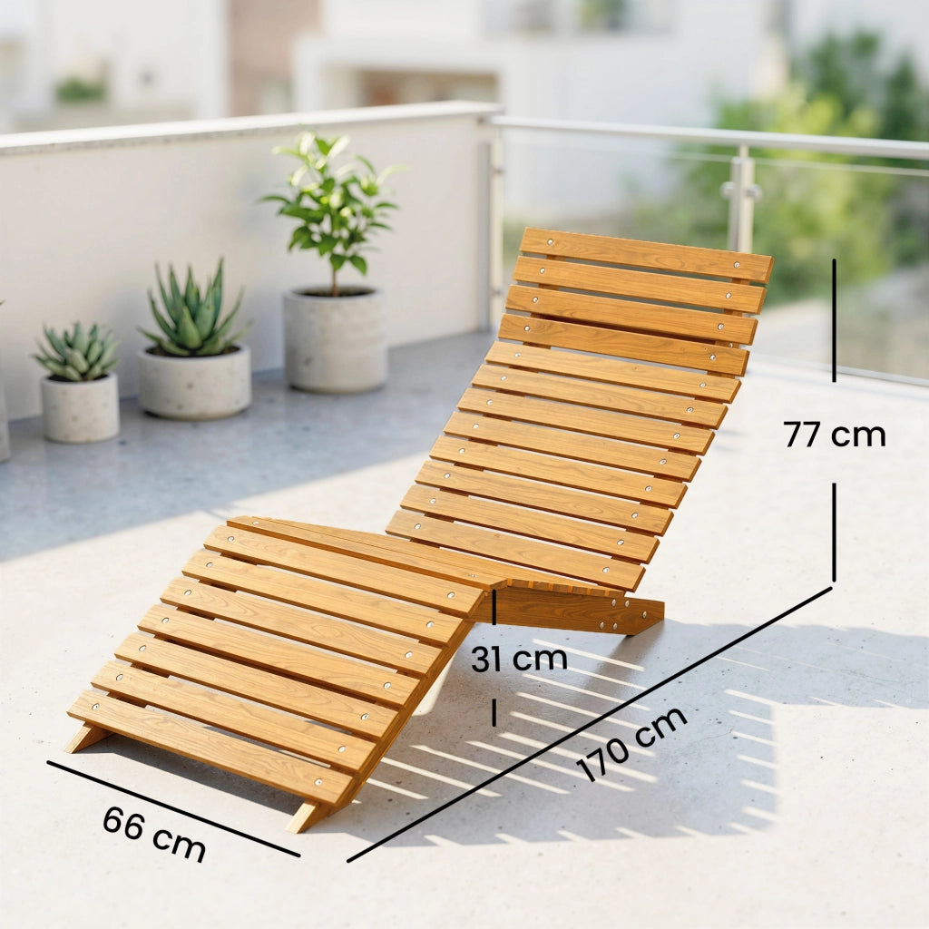 Lettino prendisole ¨C zephmum ¨C legno massello marrone 66x170x77 cm