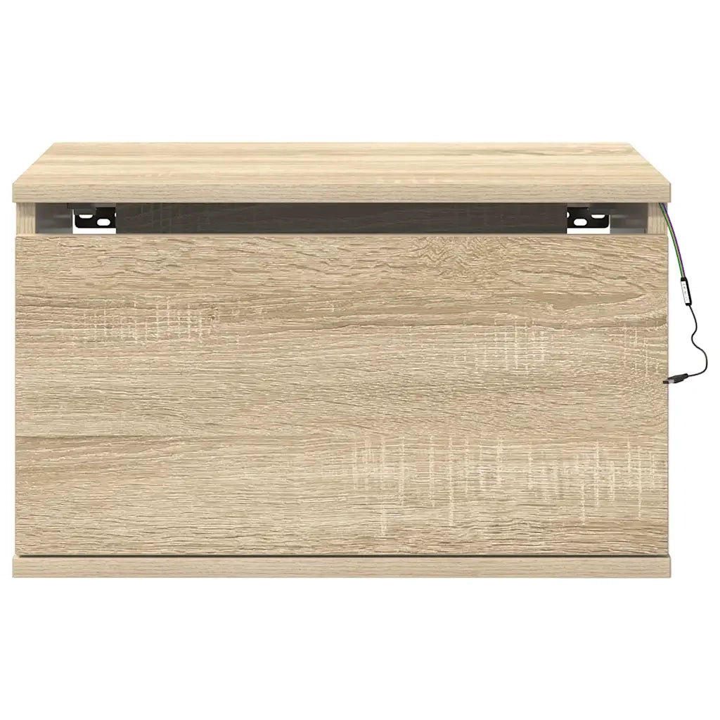 Comodini a Parete con luci LED 2 pz Rovere Sonoma 836831