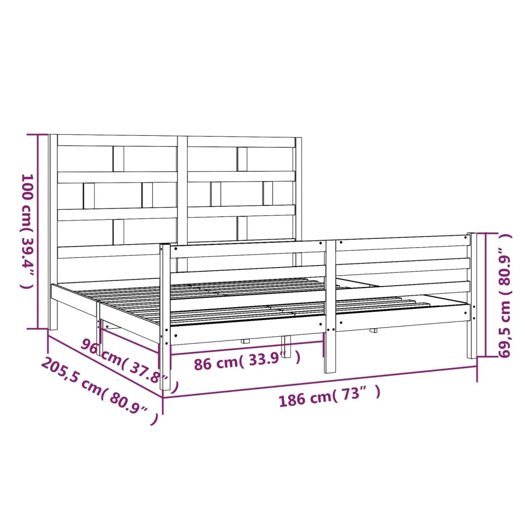 Giroletto-Struttura Letto Bianco in Legno Massello 180x200 cm Super King 804297