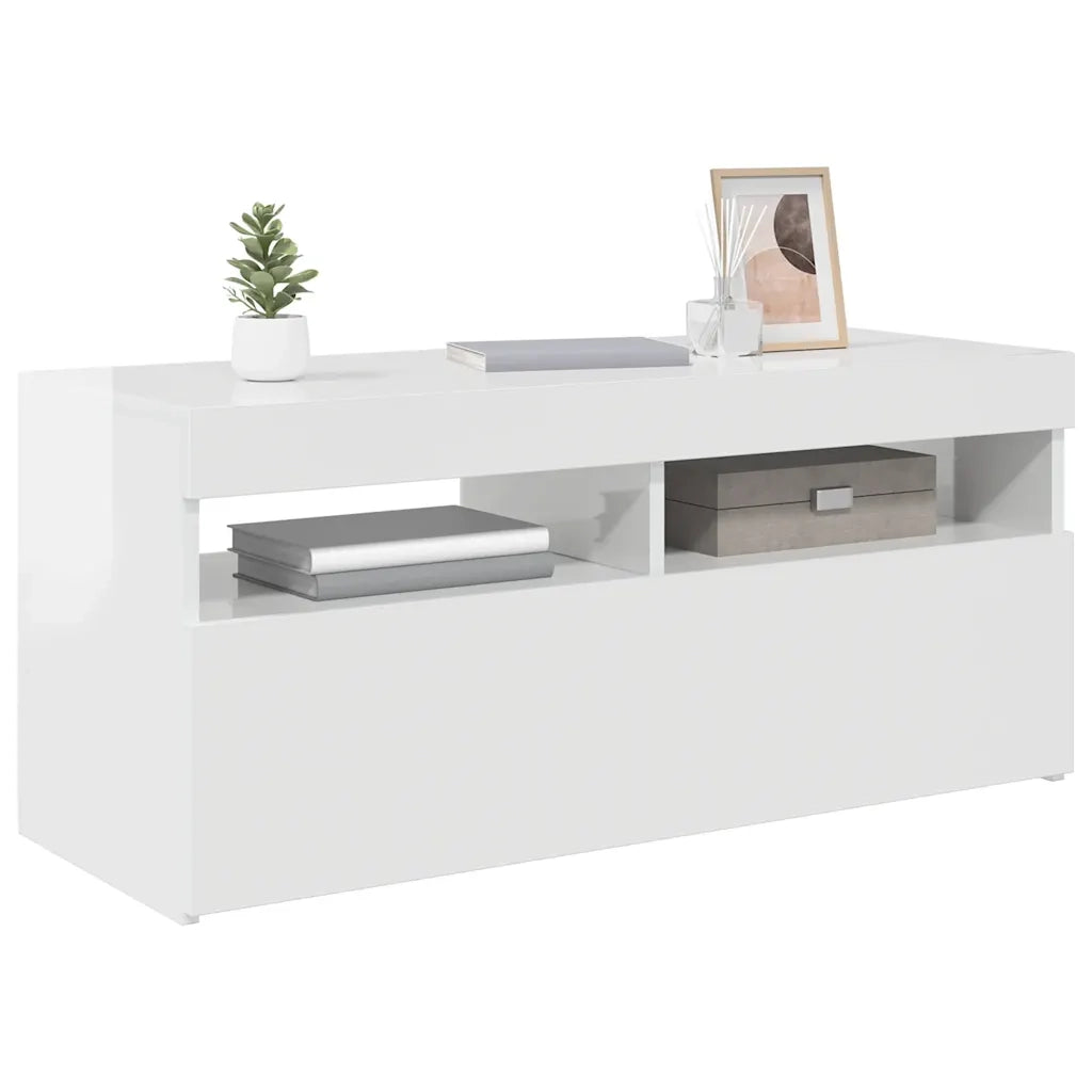 Mobile Porta TV con Luci LED Bianco Lucido 90x35x40 cm cod mxl 34038