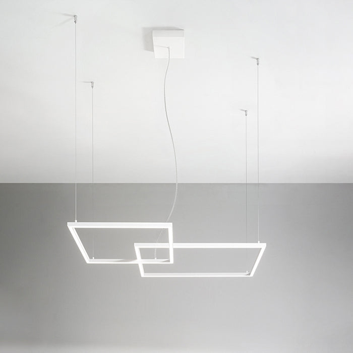 Sospensione Moderna Cross Alluminio Bianco Opaco Led 64W Dimmerabile Ip20