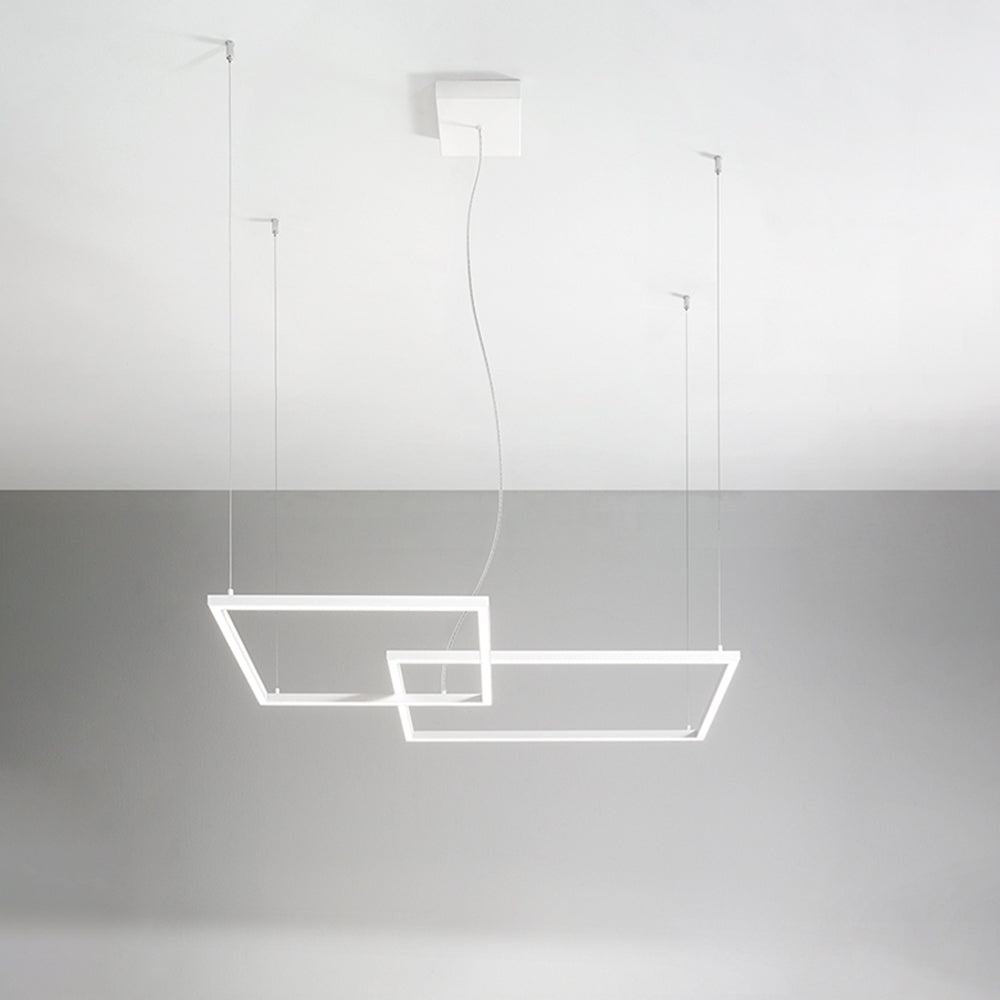 Sospensione Moderna Cross Metallo Bianco Acrilico Led 64W 3000K