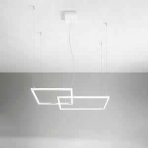 Sospensione Moderna Cross Metallo Bianco Acrilico Led 64W 3000K