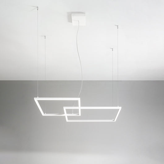 Sospensione Moderna Cross Metallo Bianco Acrilico Led 64W 3000K