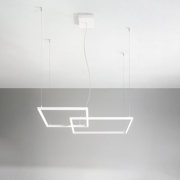 Sospensione Moderna Cross Metallo Bianco Acrilico Led 64W 3000K