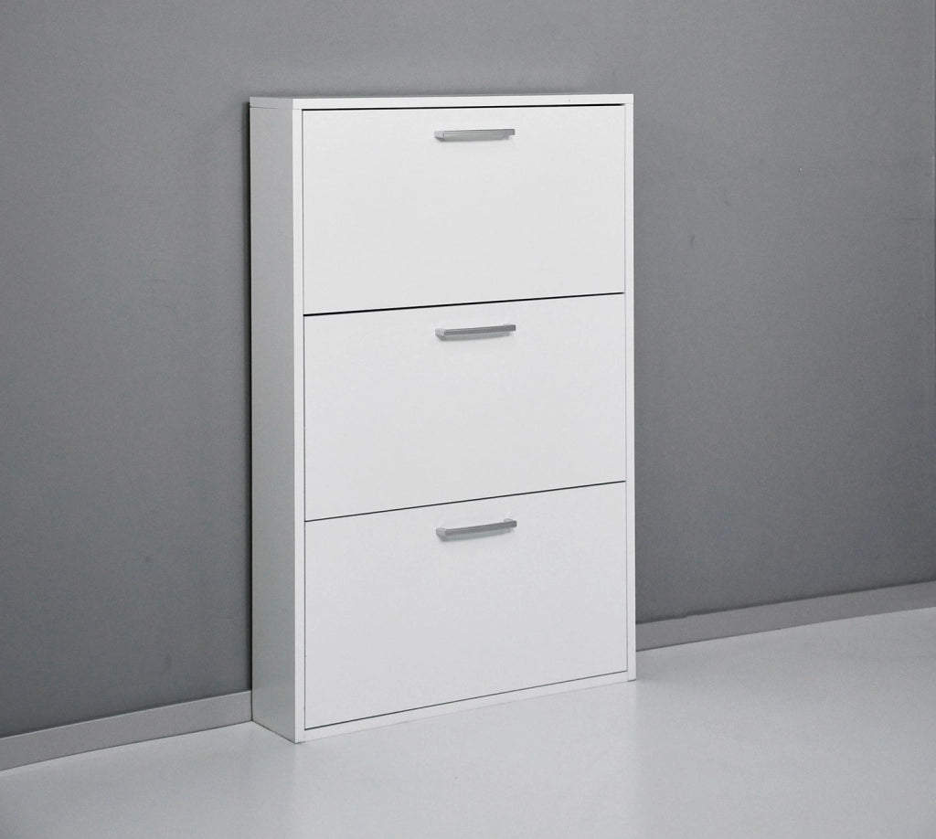 Scarpiera Salvaspazio 3 Ante 9 Paia 65x15x99,6 cm in Truciolare Nobilitato Bianca