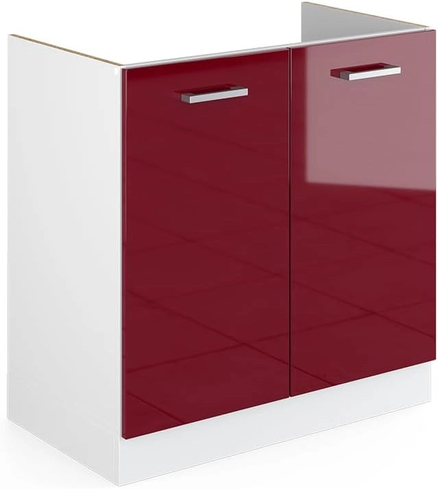 Mobile lavello cucina R-Line, Rosso lucido, 80 cm senza piano di lavoro, per la libera combinazione all'interno di sistemi cucina modulari