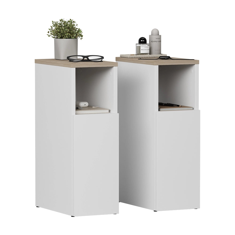 Vicco Comodino Bianco/Sonoma Set di 2