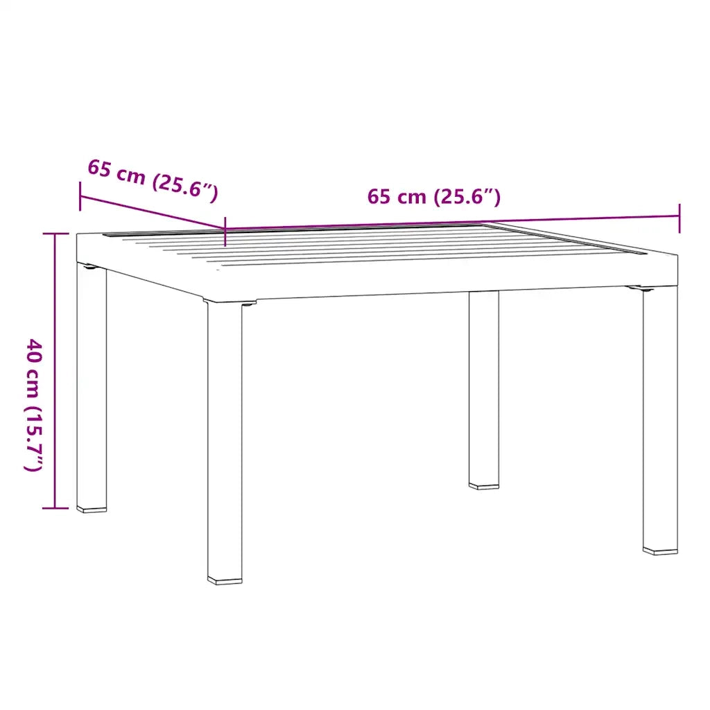 vidaXL Tavolino da Salotto da Giardino 65x65x40 cm in Alluminio