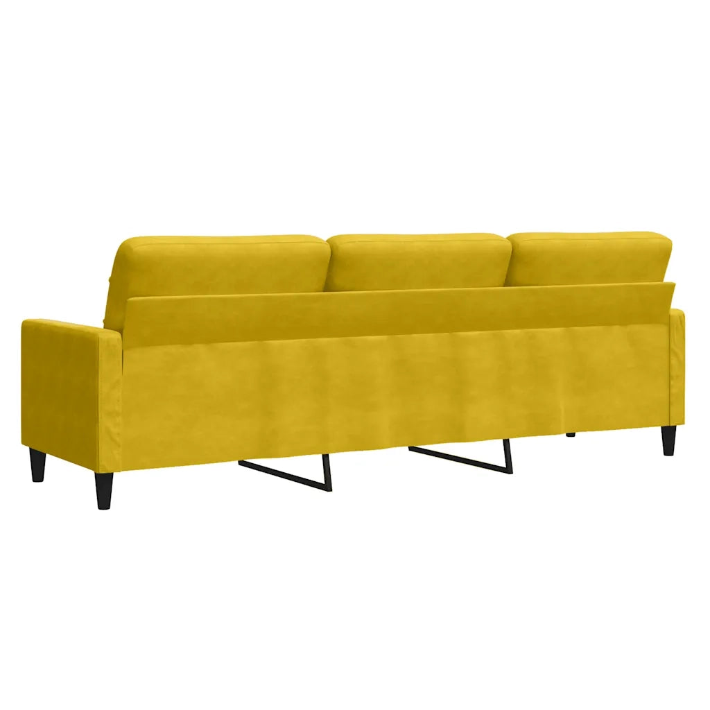 Divano a 3 Posti Giallo 210 cm in Velluto