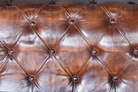 Divano chester 3 posti in vero cuoio marrone materassé