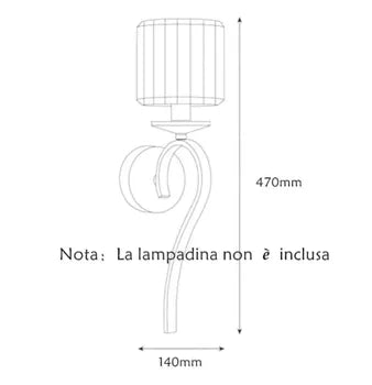 Applique Da Parete Nero Attacco E14 Lampada Muro Paralume In Vetro Metallo E36-1