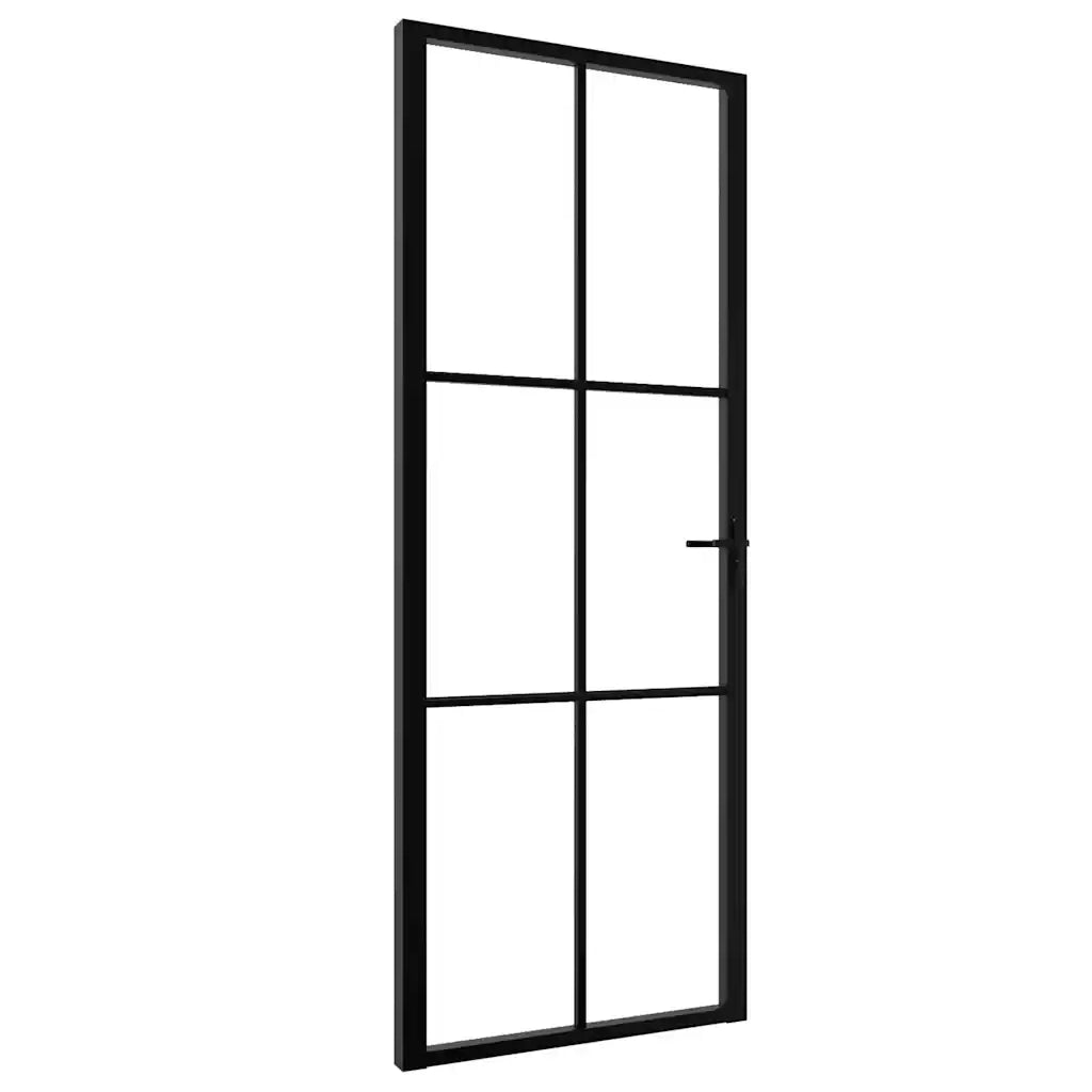 Porta da Interno ESG Vetro e Alluminio 76x201,5 cm Nera 151202