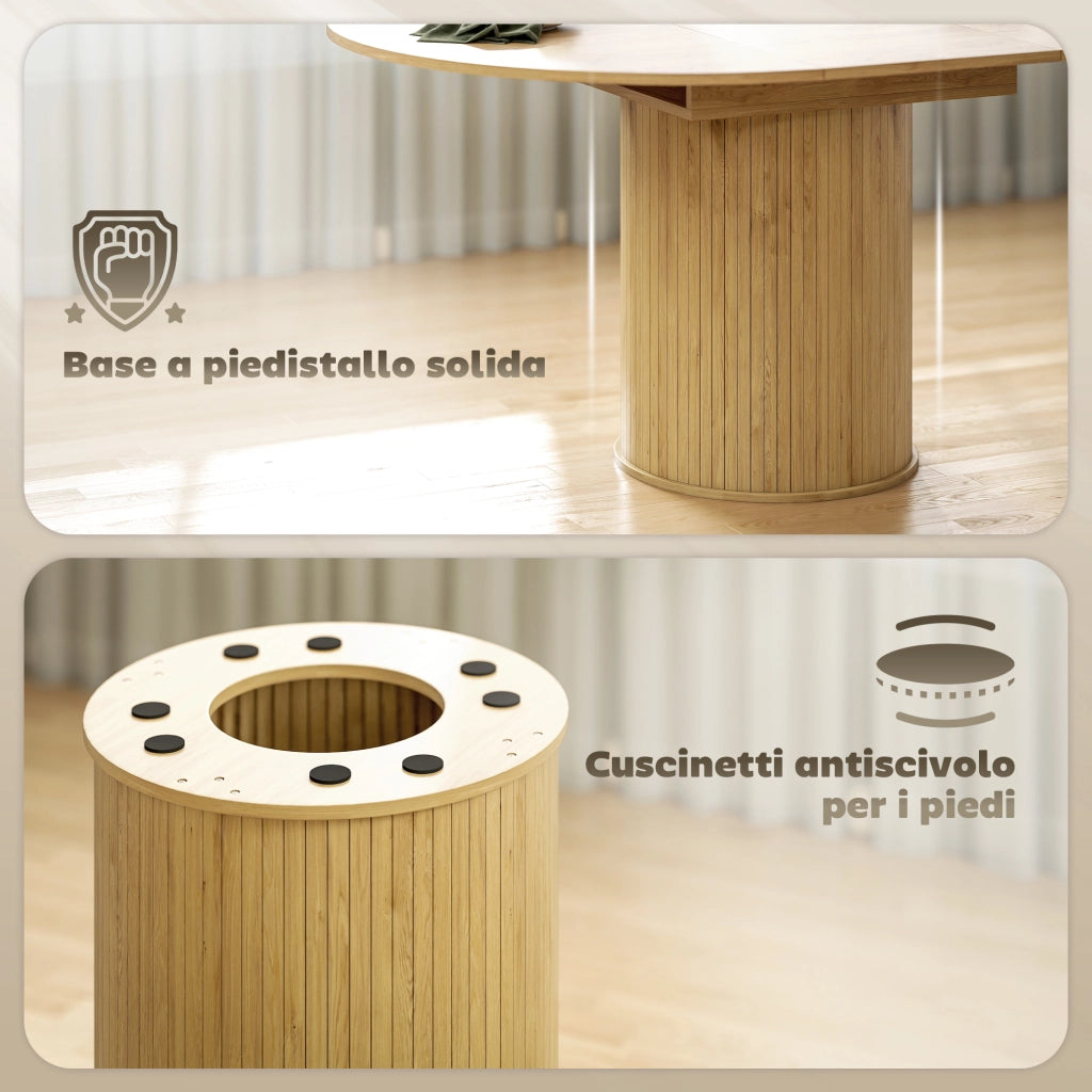 Tavolo da pranzo rotondo allungabile a ovale ¨C zephmum ¨C Legno e acciaio, 6-8 persone