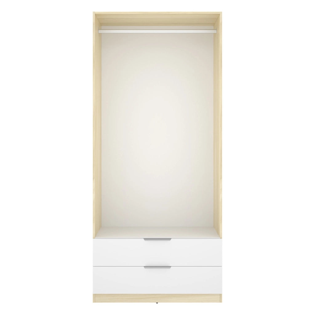 Armadio Camera da Letto Montclare, Guardaroba 2 Ante Appendiabiti, 51x204h cm Bianco