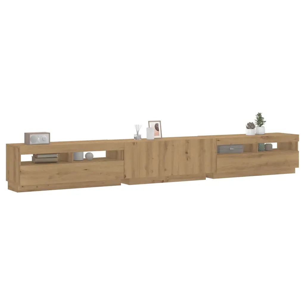 Mobile Porta TV con LED Artigianale 300x35x40 cm Multistrato 3329170