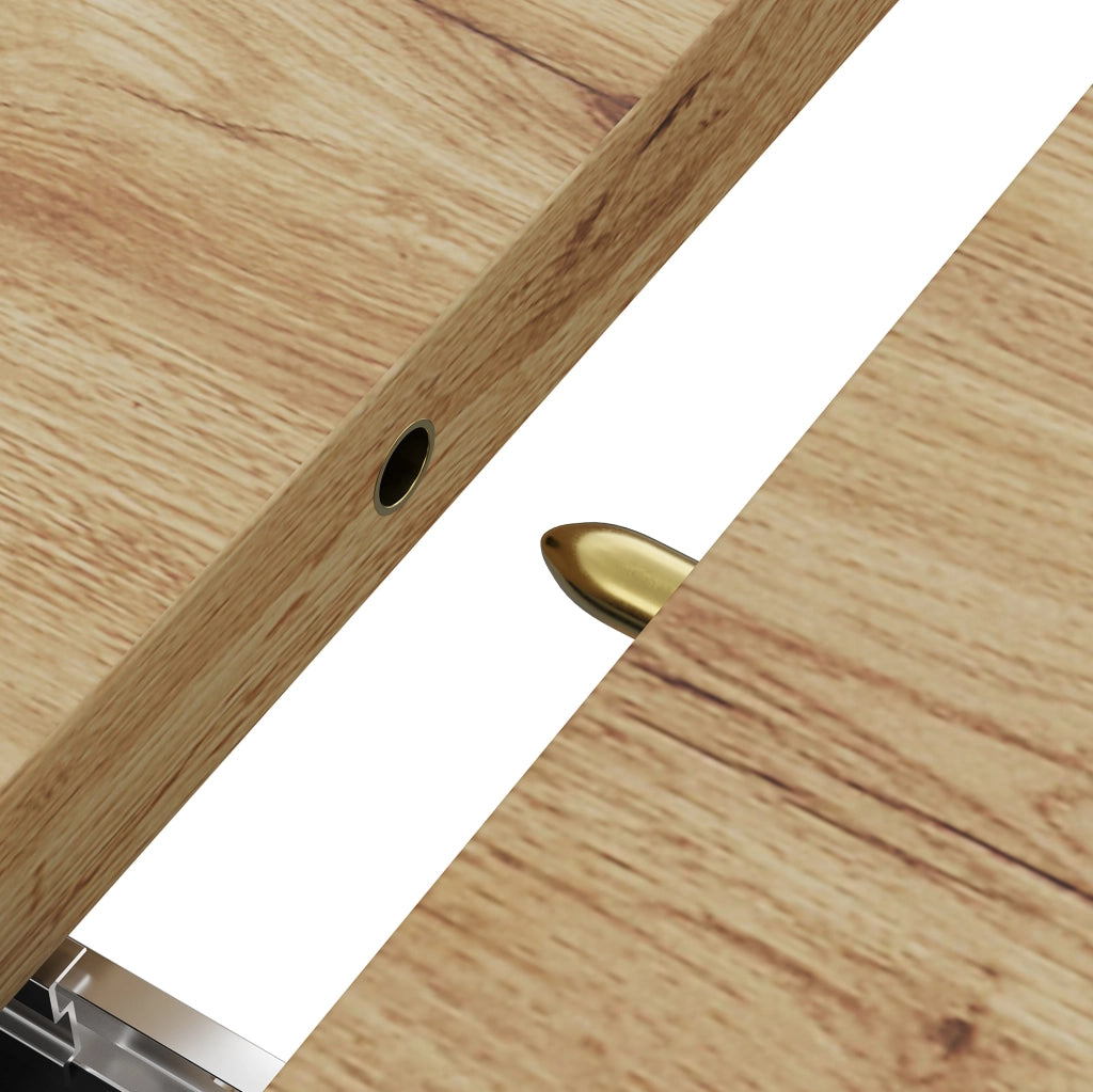 Tavolo da pranzo allungabile 110-140x80x75 cm; MDF e metallo; colore legno naturale