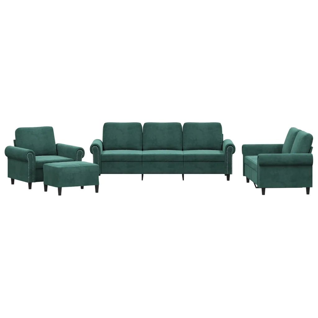 Set di Divani 4 pz con Cuscini Verde scuro in Velluto 3202182