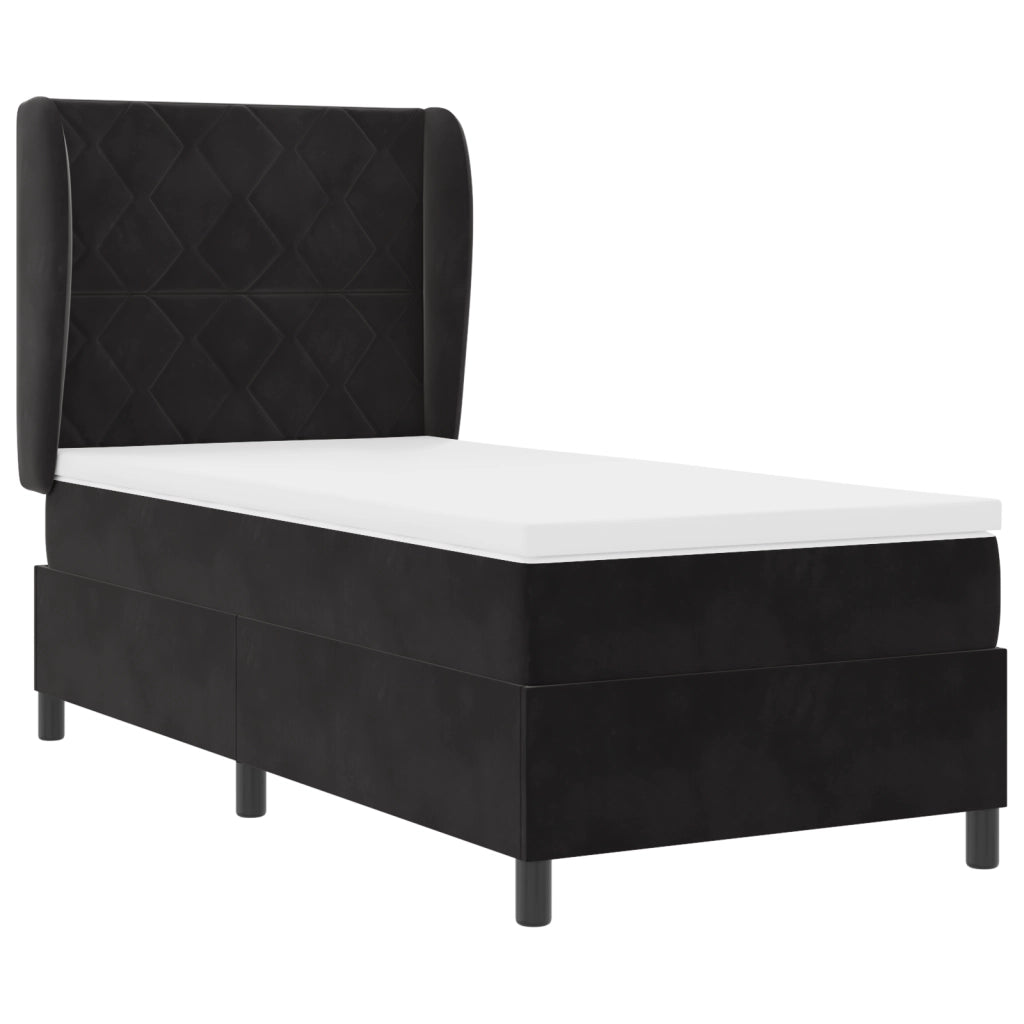 Letto Box Spring con Materasso Nero 100x200 cm Velluto