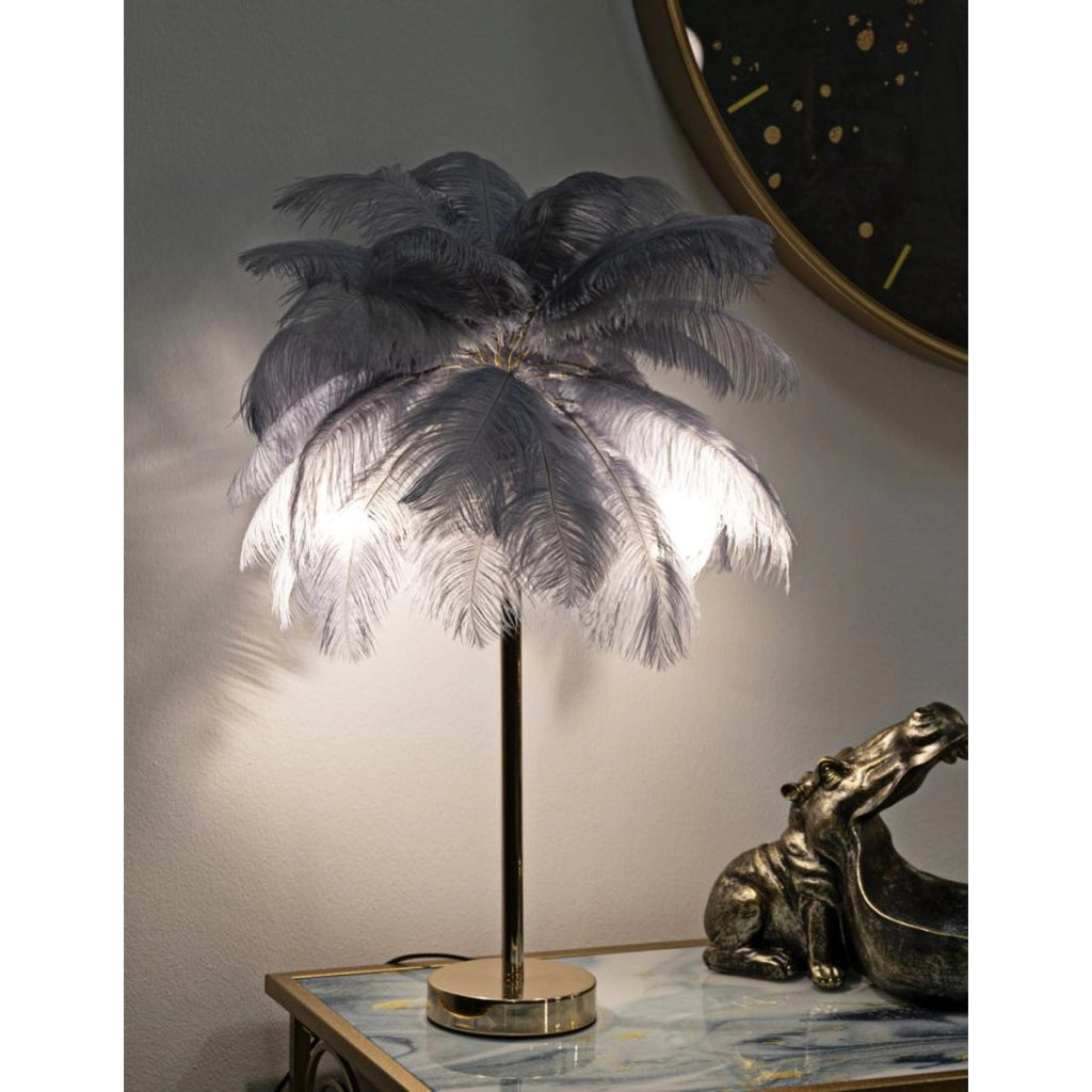 Lampada da Tavolo Piume, Grigio, Metallo, 40x40x55 cm