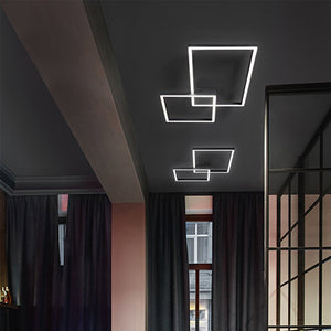 Plafoniera Moderna Cross Metallo Nero Acrilico Led 45W 3000K