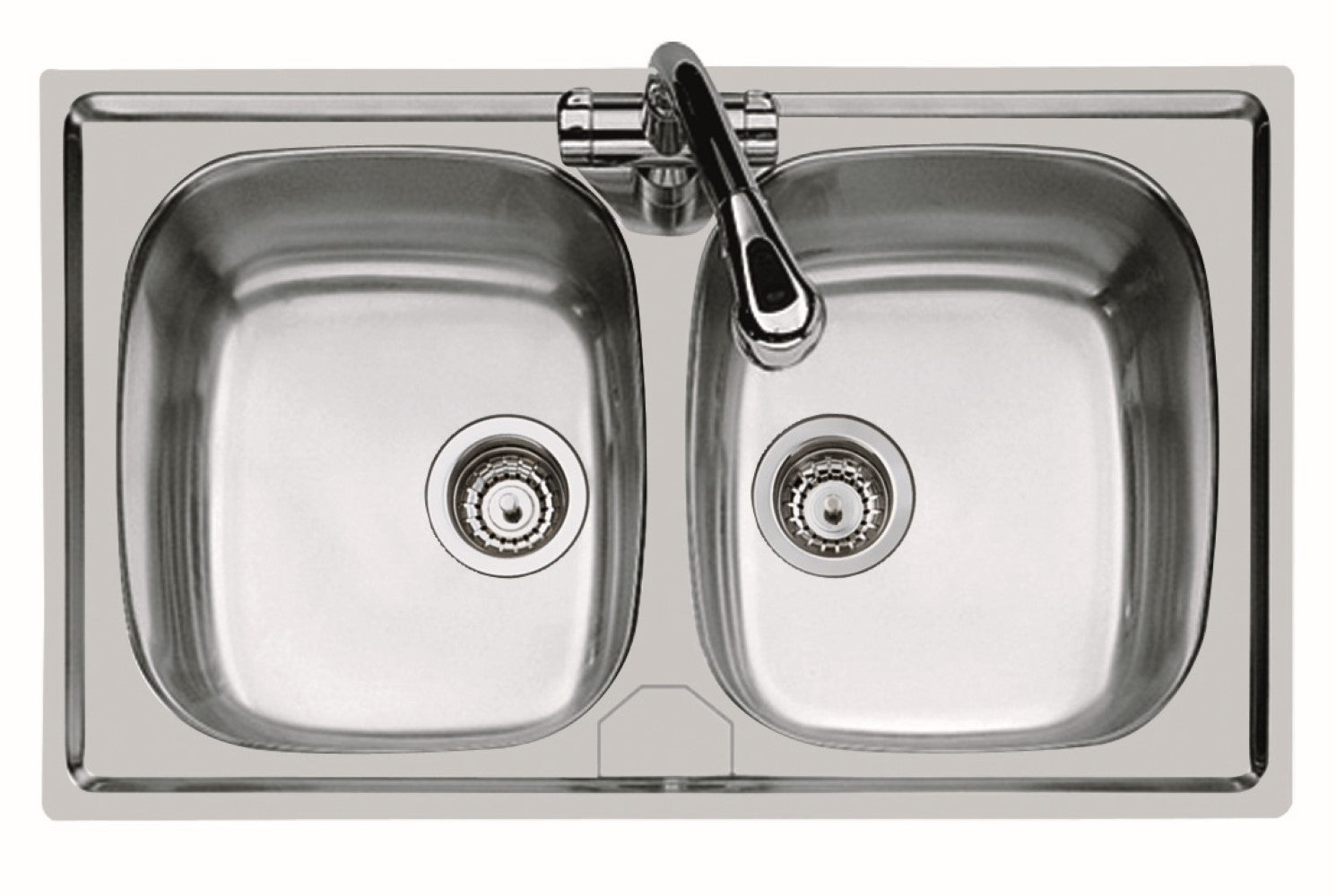 Lavello inox a 2 vasche 79x50