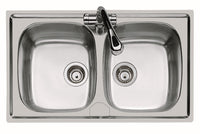 Lavello inox a 2 vasche 79x50